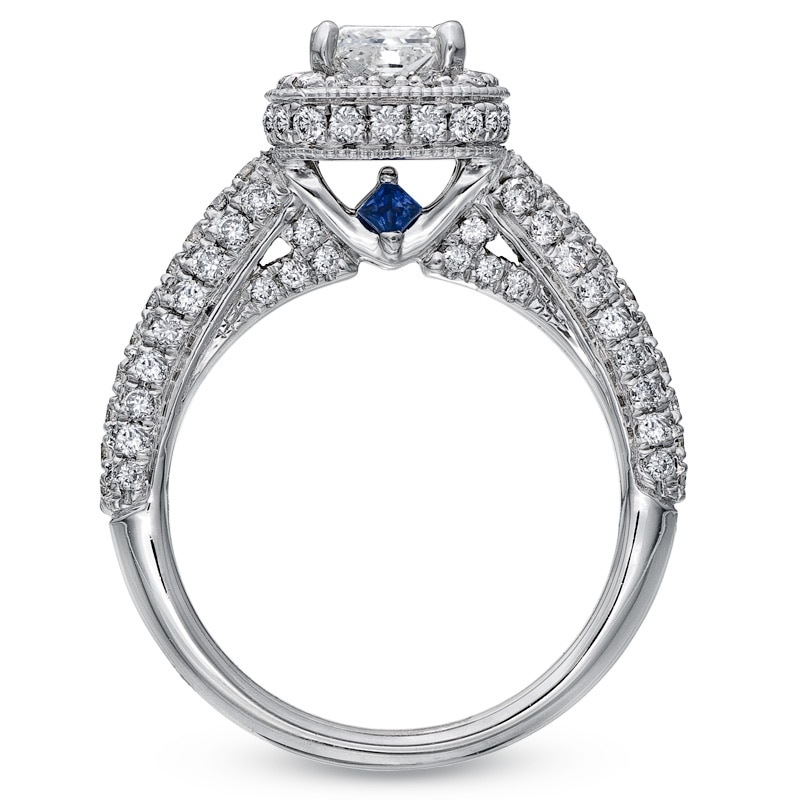 Previously Owned - Vera Wang Love Collection 1-3/4 CT. T.W. Princess-Cut Diamond Frame Engagement Ring in 14K White Gold
