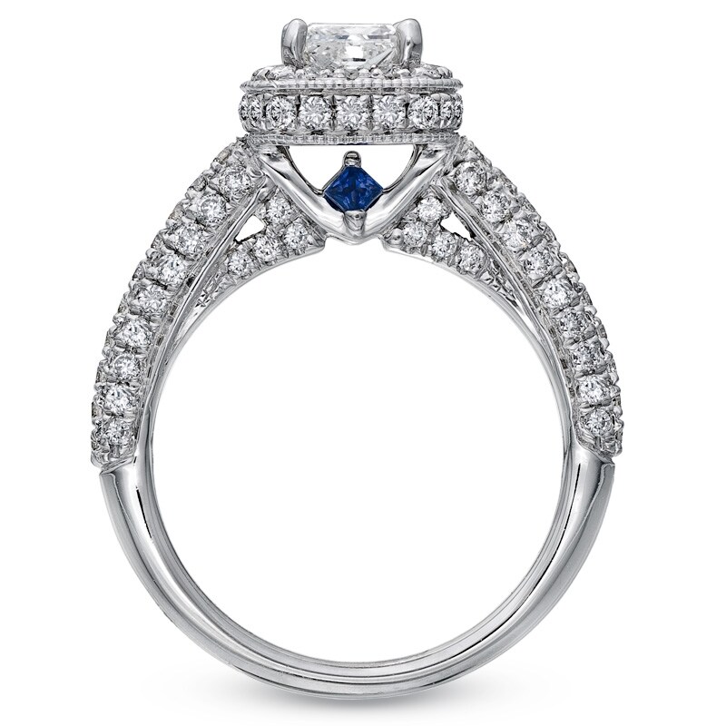 Main Image 2 of Previously Owned - Vera Wang Love Collection 1-3/4 CT. T.W. Princess-Cut Diamond Frame Engagement Ring in 14K White Gold