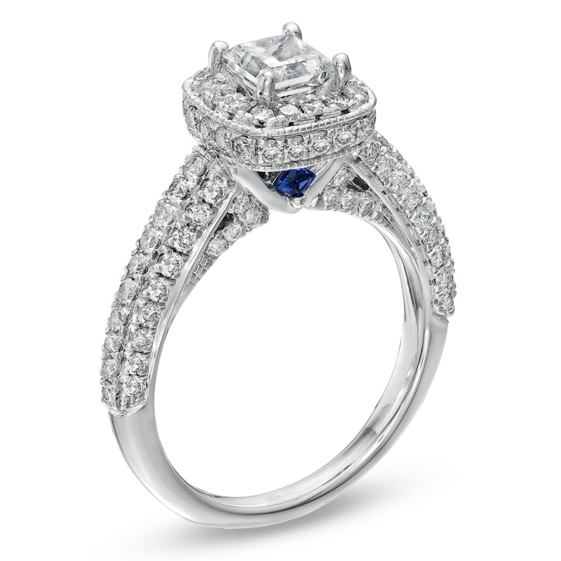Previously Owned - Vera Wang Love Collection 1-3/4 CT. T.W. Princess-Cut Diamond Frame Engagement Ring in 14K White Gold