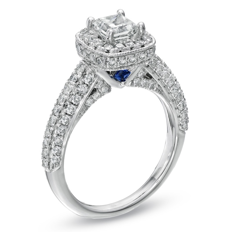 Main Image 3 of Previously Owned - Vera Wang Love Collection 1-3/4 CT. T.W. Princess-Cut Diamond Frame Engagement Ring in 14K White Gold
