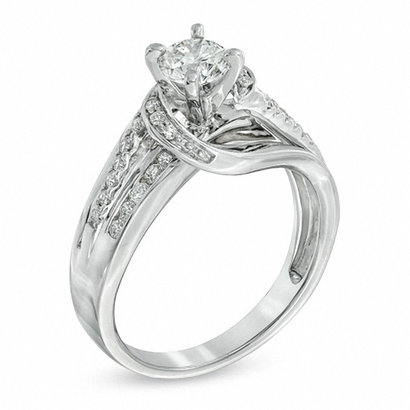 Main Image 2 of Previously Owned - 3/4 CT. T.W. Diamond Swirl Engagement Ring in 14K White Gold