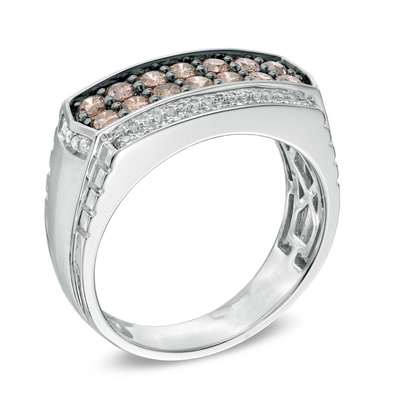 Main Image 2 of Previously Owned - 1 CT. T.W. Champagne and White Diamond Ring in 10K White Gold