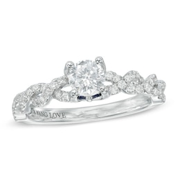 Previously Owned - Vera Wang Love Collection 3/4 CT. T.W. Diamond Cascading Shank Engagement Ring in 14K White Gold