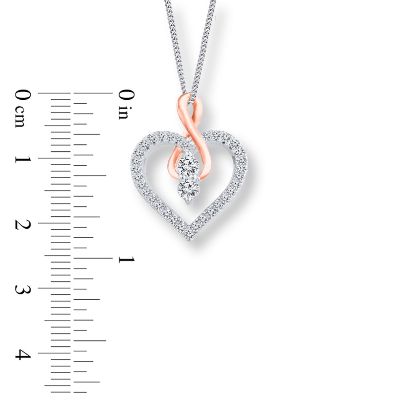 Main Image 2 of Previously Owned - Ever Us™ 1/4 CT. T.W. Two-Stone Diamond Heart with Infinity Pendant in 14K Two-Tone Gold - 19"