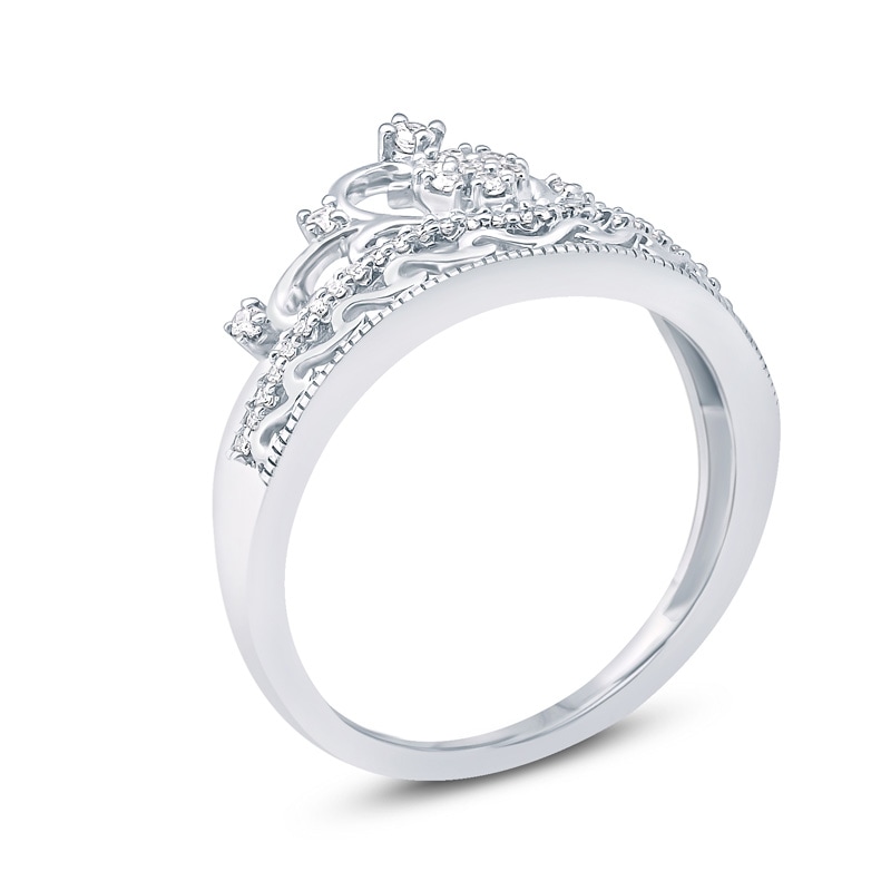 Main Image 2 of Previously Owned - 1/5 CT. T.W. Composite Diamond Heart Crown Ring in 10K White Gold