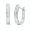 Thumbnail Image 1 of Previously Owned - 1/4 CT. T.W. Baguette Diamond Hoop Earrings in 10K White Gold