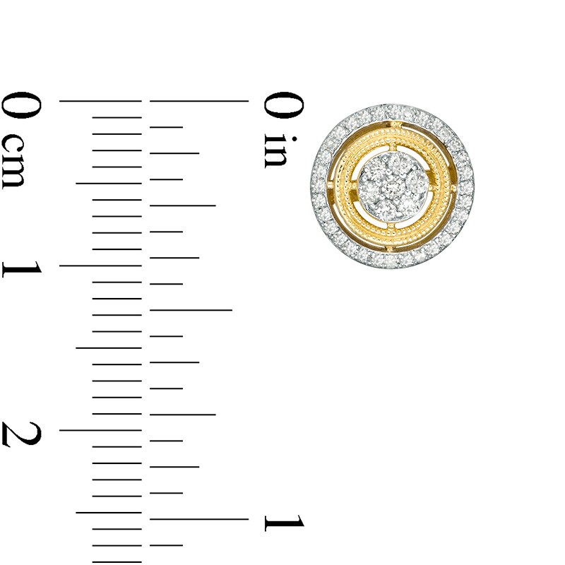 Main Image 2 of Previously Owned - 1/3 CT. T.W. Multi-Diamond Double Frame Vintage-Style Stud Earrings in 10K Gold