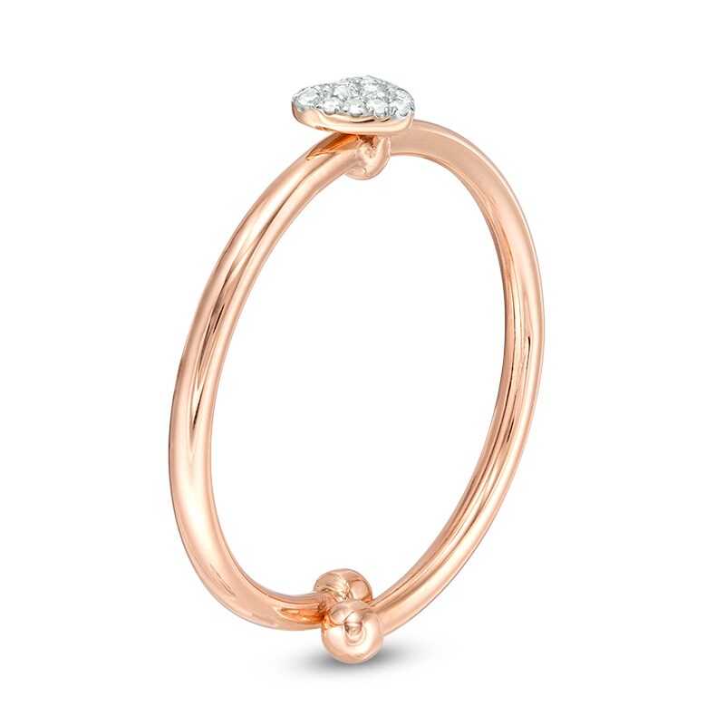Main Image 2 of Previously Owned - 1/20 CT. T.W. Diamond Heart Adjustable Ring in 10K Rose Gold - Size 7