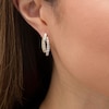 Thumbnail Image 2 of Previously Owned - 1 CT. T.W. Baguette and Round Diamond Double Row Hoop Earrings in 10K Gold