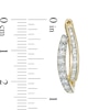 Thumbnail Image 3 of Previously Owned - 1 CT. T.W. Baguette and Round Diamond Double Row Hoop Earrings in 10K Gold