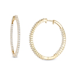 Previously Owned - 1 CT. T.W. Diamond Hoop Earrings in 10K Gold