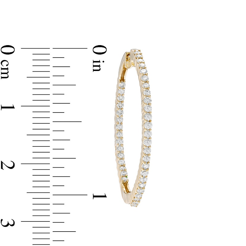 Main Image 3 of Previously Owned - 1 CT. T.W. Diamond Hoop Earrings in 10K Gold