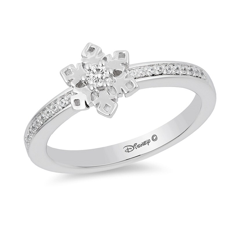 Main Image 1 of Previously Owned - Enchanted Disney Elsa 1/10 CT. T.W. Diamond Snowflake Ring in Sterling Silver