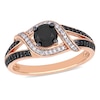 Thumbnail Image 1 of Previously Owned - 1 CT. T.W. Black and White Diamond Ribbon Bypass Engagement Ring in 10K Rose Gold