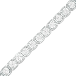 Previously Owned - 2 CT. T.W. Diamond Vintage-Style Tennis Bracelet in 10K White Gold - 7.5"