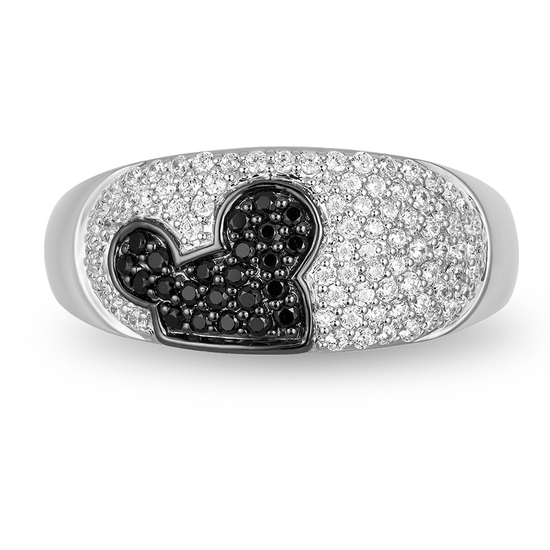 Main Image 3 of Previously Owned - Mickey Mouse & Minnie Mouse 1/2 CT. T.W. Black and White Diamond Ring in Black Sterling Silver