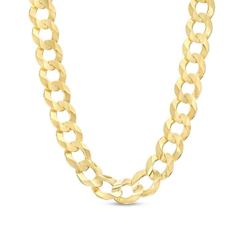 Main Image 1 of Previously Owned - Men's 7.0mm Concave Curb Chain Necklace in Solid 10K Gold - 22"