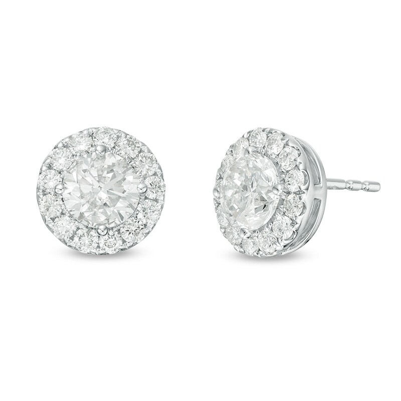 Main Image 1 of Previously Owned - 2 CT. T.W. Diamond Frame Stud Earrings in 14K White Gold