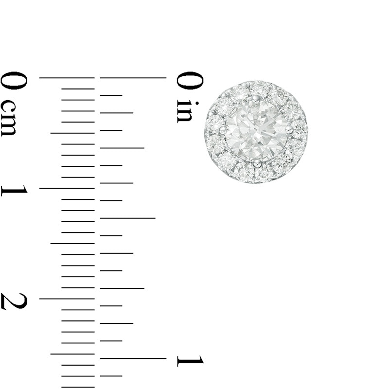 Main Image 3 of Previously Owned - 2 CT. T.W. Diamond Frame Stud Earrings in 14K White Gold