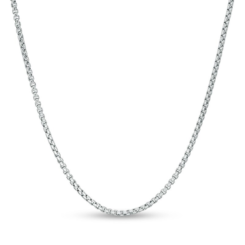 Main Image 1 of Previously Owned - 2.4mm Round Box Chain Necklace in 14K White Gold - 20"