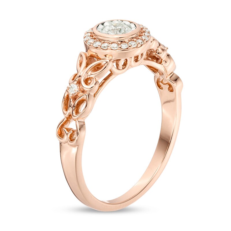 Main Image 3 of Previously Owned - 1/4 CT. T.W. Diamond Frame Butterfly Promise Ring in 10K Rose Gold