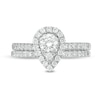 Thumbnail Image 4 of Previously Owned - 1 CT. T.W. Pear-Shaped Multi-Diamond Frame Bridal Set in 10K White Gold