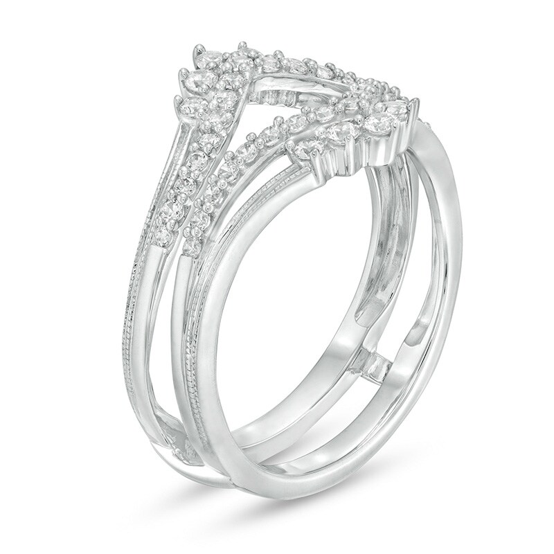 Main Image 2 of Previously Owned - 1/2 CT. T.W. Diamond Crown Vintage-Style Solitaire Enhancer in 10K White Gold