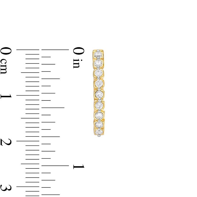 Main Image 3 of Previously Owned - 3/8 CT. T.W. Diamond Hoop Earrings in 10K Gold