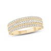 Thumbnail Image 1 of Previously Owned - 1/2 CT. T.W. Baguette and Round Diamond Slant Stripe Anniversary Band in 10K Gold