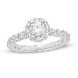 Previously Owned - Vera Wang Love Collection 1 CT. T.W. Diamond Frame Engagement Ring in 14K White Gold