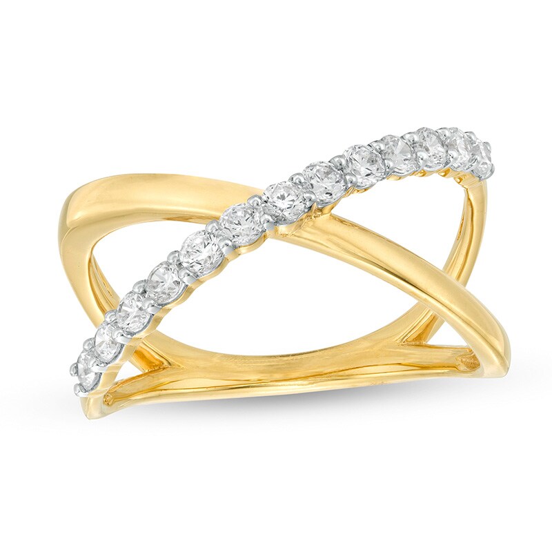 Main Image 1 of Previously Owned - 1/2 CT. T.W. Diamond Orbit Split Shank Ring in 10K Gold