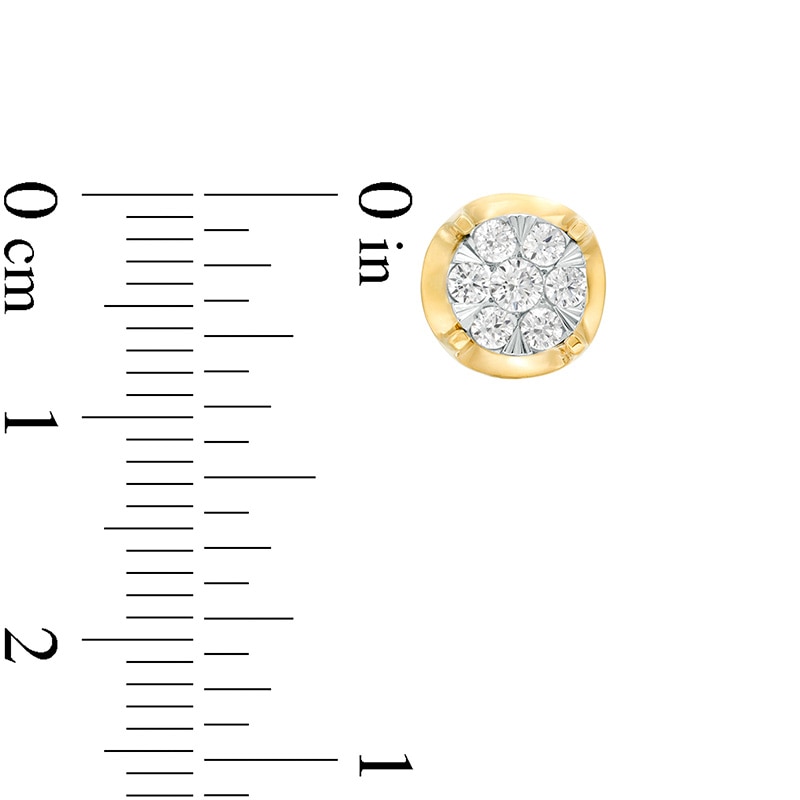Main Image 3 of Previously Owned - 1/2 CT. T.W. Multi-Diamond Tulip Stud Earrings in 10K Two-Tone Gold