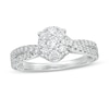 Thumbnail Image 1 of Previously Owned - 5/8 CT. T.W. Composite Oval Diamond Crossover Shank Engagement Ring in 14K White Gold