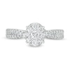Thumbnail Image 4 of Previously Owned - 5/8 CT. T.W. Composite Oval Diamond Crossover Shank Engagement Ring in 14K White Gold