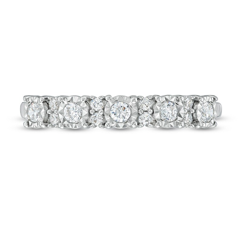 Main Image 4 of Previously Owned - 1/4 CT. T.W. Diamond Band in 10K White Gold