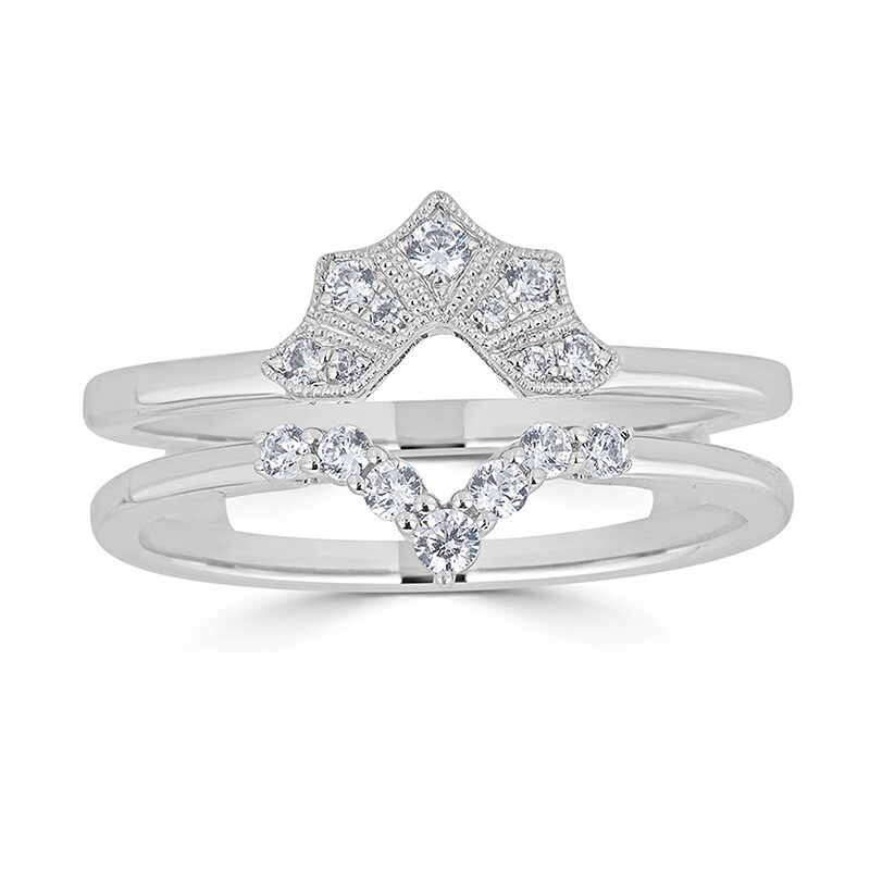 Main Image 1 of Previously Owned - 1/4 CT. T.W. Diamond Contour Solitaire Enhancer in 14K White Gold