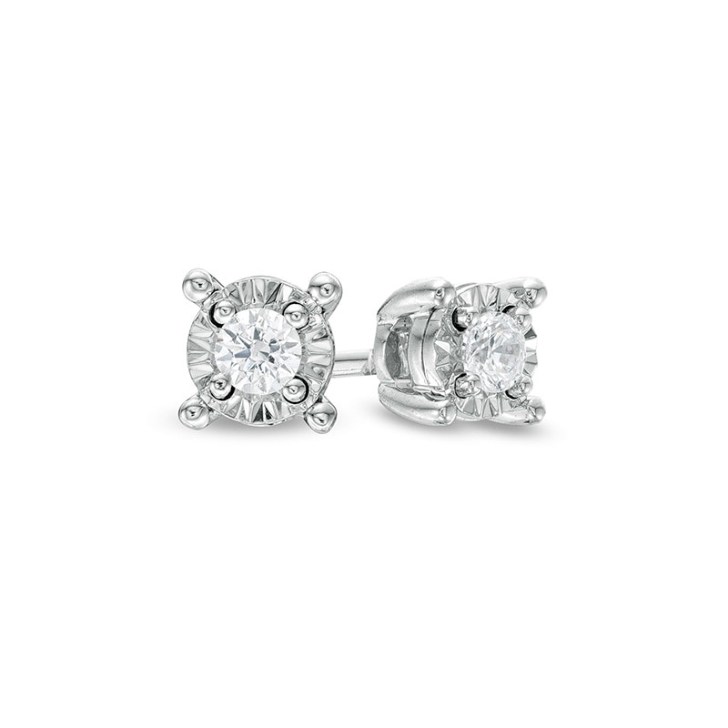 Main Image 1 of Previously Owned - 1/10 CT. T.W. Diamond Solitaire Stud Earrings in Sterling Silver (J/I3)