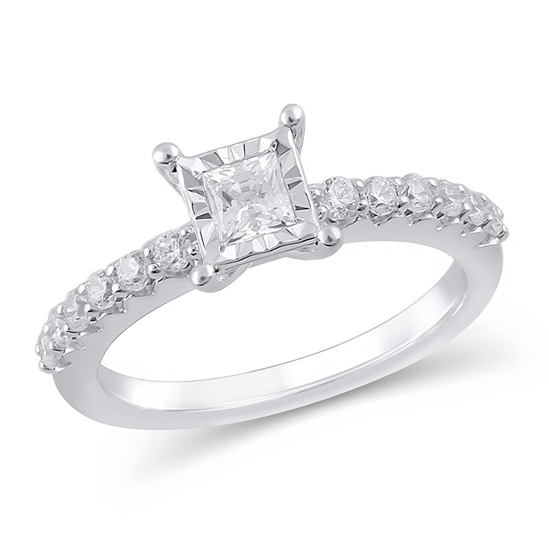 Main Image 1 of Previously Owned - 5/8 CT. T.W. Princess-Cut Diamond Engagement Ring in 10K White Gold