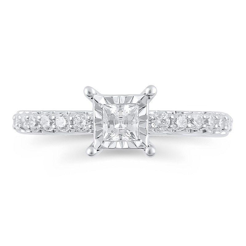 Main Image 3 of Previously Owned - 5/8 CT. T.W. Princess-Cut Diamond Engagement Ring in 10K White Gold