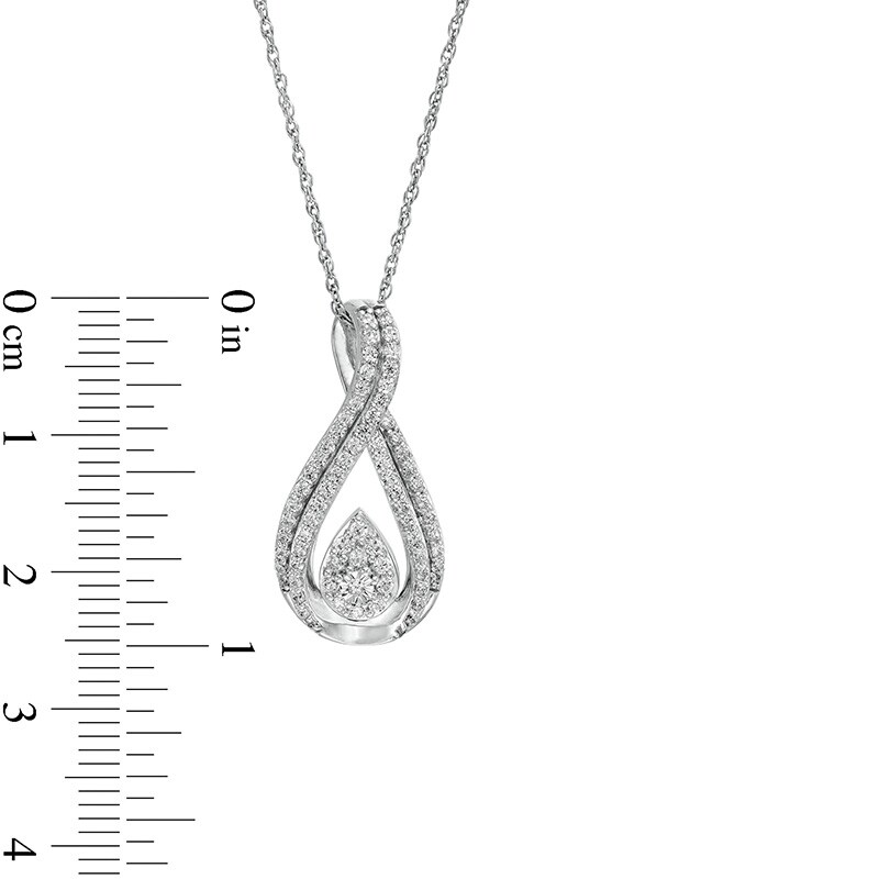 Main Image 3 of Previously Owned - 1/2 CT. T.W. Pear-Shaped Multi-Diamond Double Row Pendant in 10K White Gold