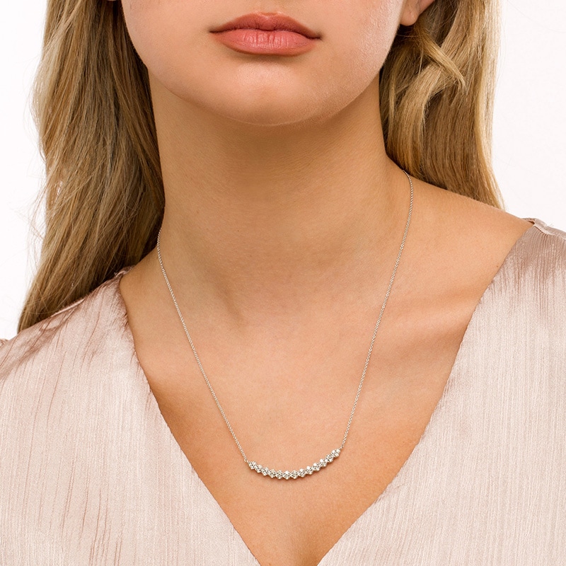Main Image 2 of Previously Owned - 1 CT. T.W. Diamond Cobblestone Necklace in 10K White Gold