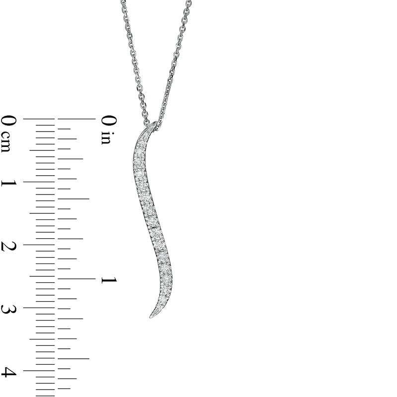 Main Image 4 of Previously Owned - Serena Williams jewelry  1/4 CT. T.W. Diamond Graduated Curved Drop Pendant in 10K White Gold