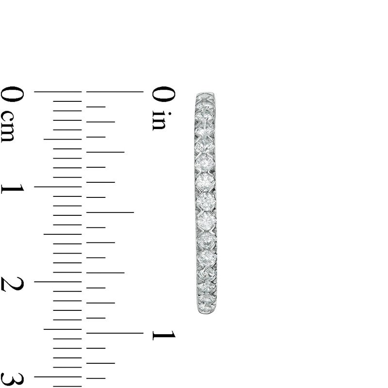 Main Image 3 of Previously Owned - 1 CT. T.W.  Lab-Grown Diamond Hoop Earrings in 14K White Gold (F/SI2)