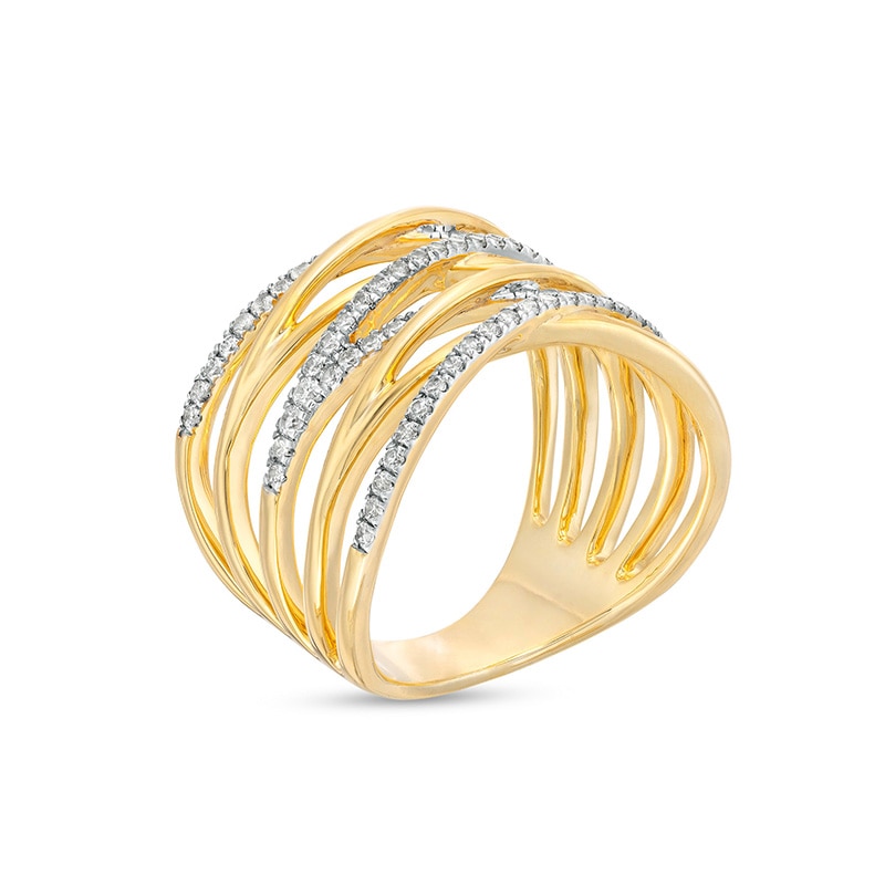 Main Image 3 of Previously Owned - 1/2 CT. T.W. Diamond Multi-Row Zig-Zag Ring in 10K Gold