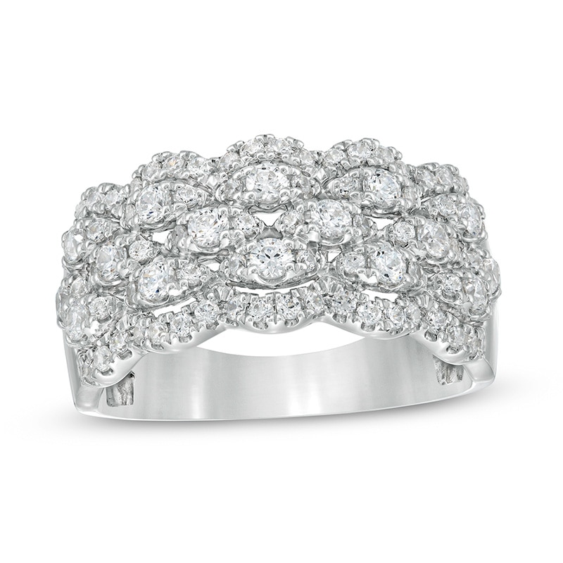 Main Image 1 of Previously Owned - 1 CT. T.W. Diamond Five Row Lattice Ring in 10K White Gold