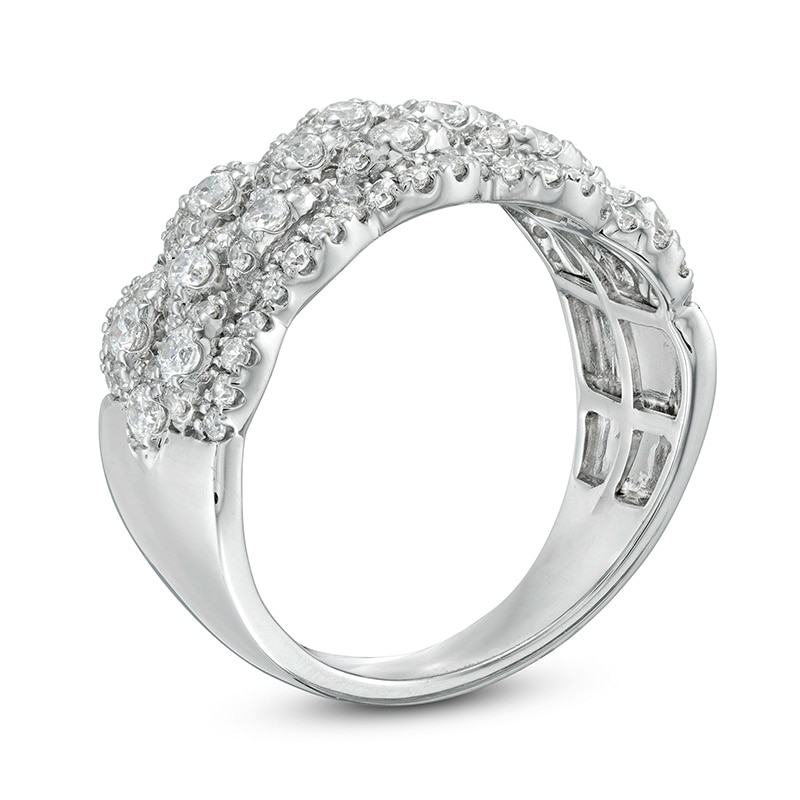 Main Image 3 of Previously Owned - 1 CT. T.W. Diamond Five Row Lattice Ring in 10K White Gold
