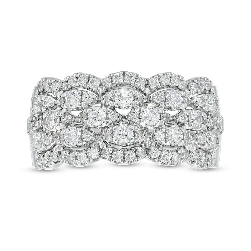 Main Image 4 of Previously Owned - 1 CT. T.W. Diamond Five Row Lattice Ring in 10K White Gold