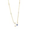Thumbnail Image 1 of Previously Owned - Blue Sapphire and 1/4 CT. T.W. Diamond Offset Anchor Necklace in 10K Gold