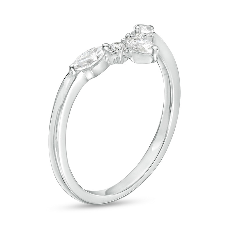 Main Image 3 of Previously Owned - 1/3 CT. T.W. Marquise and Round Diamond Contour Anniversary Band in 14K White Gold