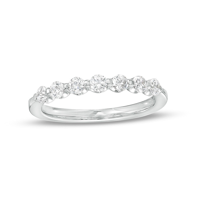 Main Image 1 of Previously Owned - 1/2 CT. T.W. Diamond Seven Stone Anniversary Band in 14K White Gold